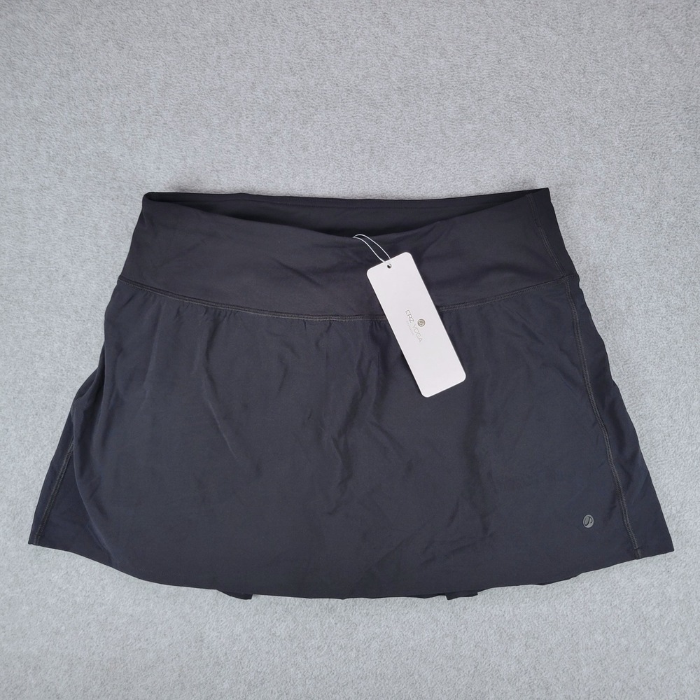 CRZ YOGA Sports Skirt Women L Black RS90A13 Pleated Back Athletic Skort